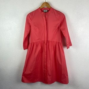 Euc Tuckernut Silk Royal Shirt Dress Coral Size XS 3/4 Sleeve Babydoll